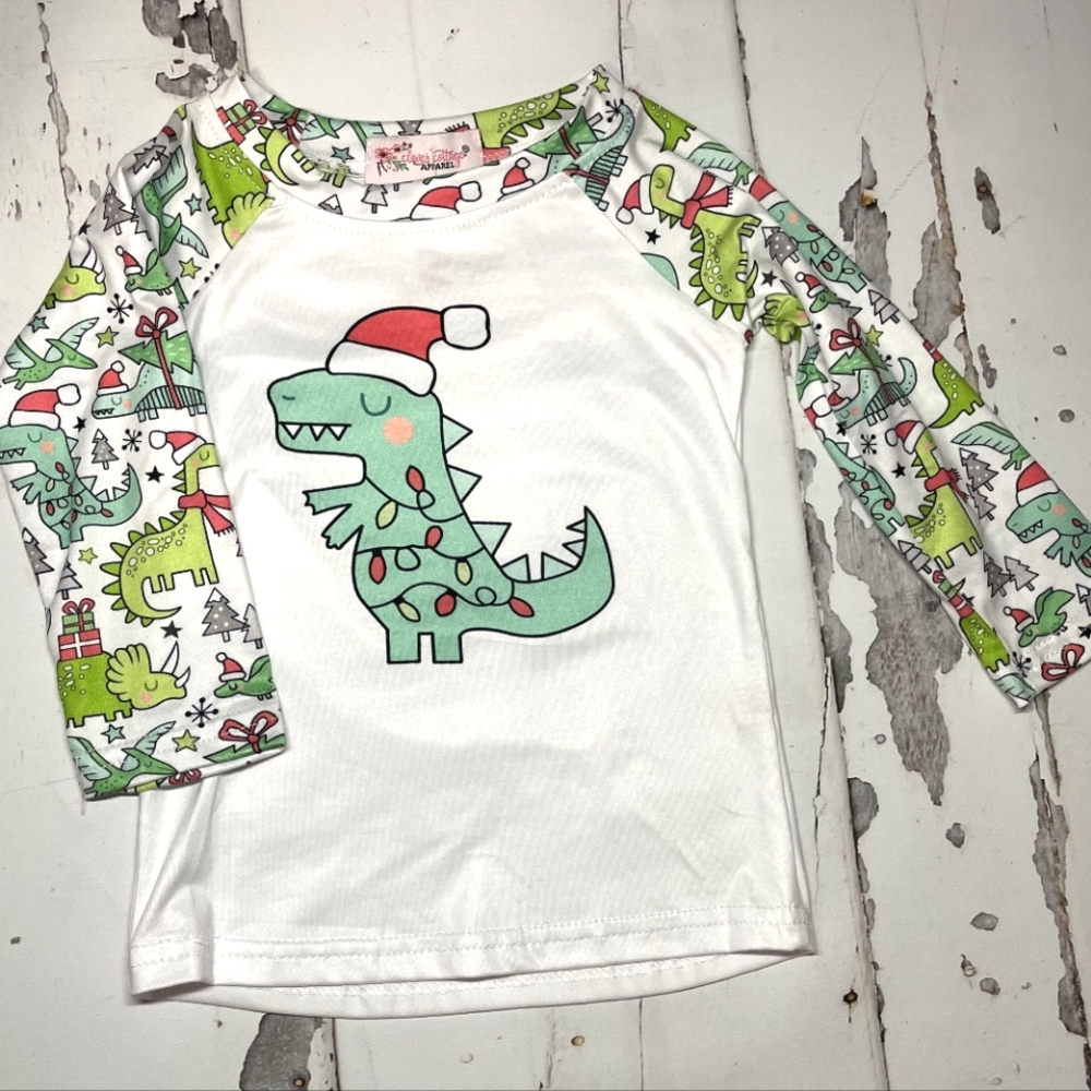 Christmas dinosaur shirt brand clover cottage